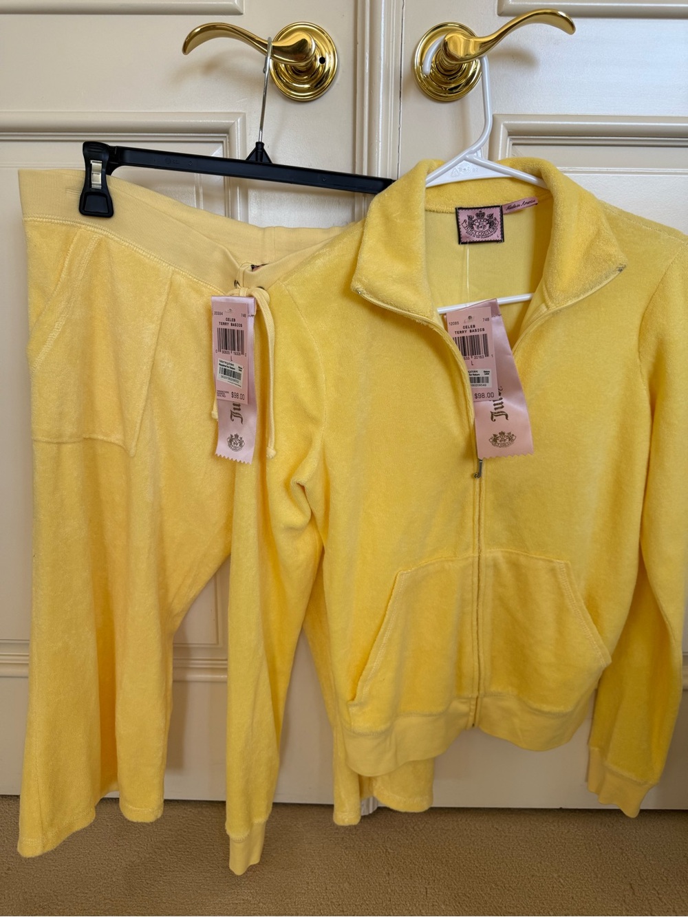 Vintage Juicy Couture Y2K Yellow Terry Tracksuit Set NWT Size L